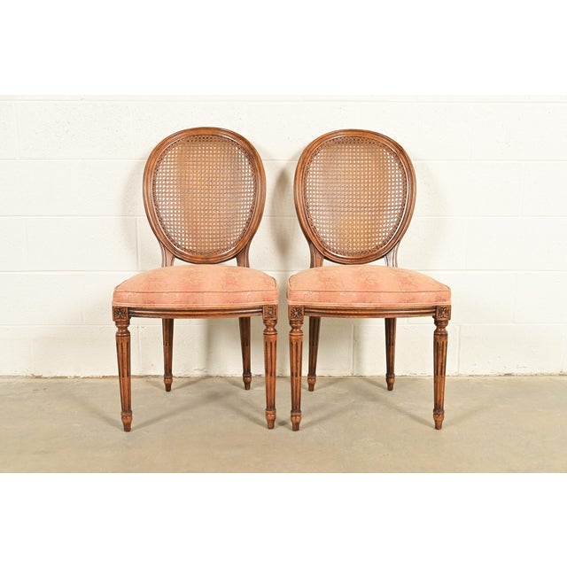 Karges French Regency Louis XVI Carved Walnut Cane Back Side Chairs or Dining Chairs, Pair For Sale - Image 13 of 13