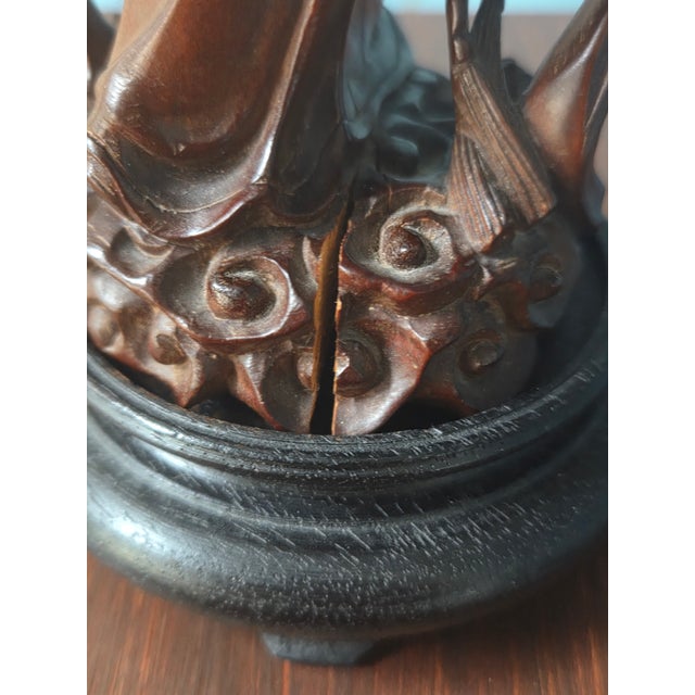 Chinese Carved Wood Celestial Maiden Statue For Sale - Image 11 of 12