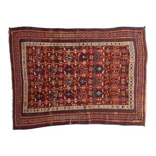 Antique Caucasian Square Rug - 3'11" X 5'1" For Sale