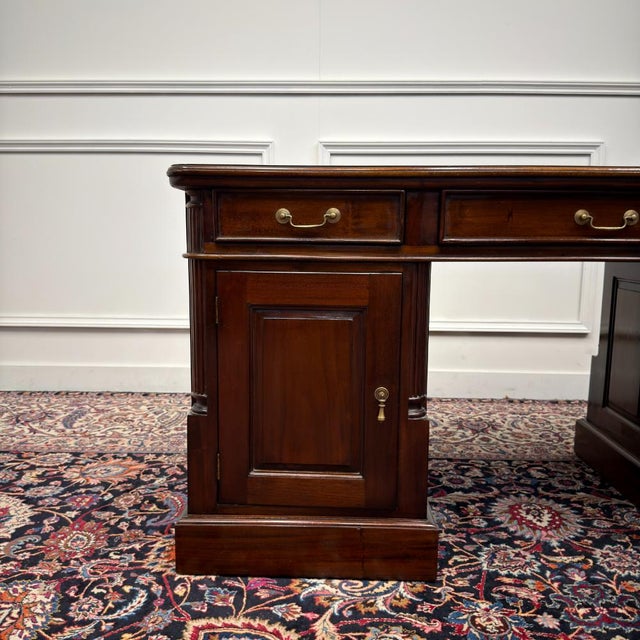 English Classic Desk with Green Leather For Sale - Image 9 of 18