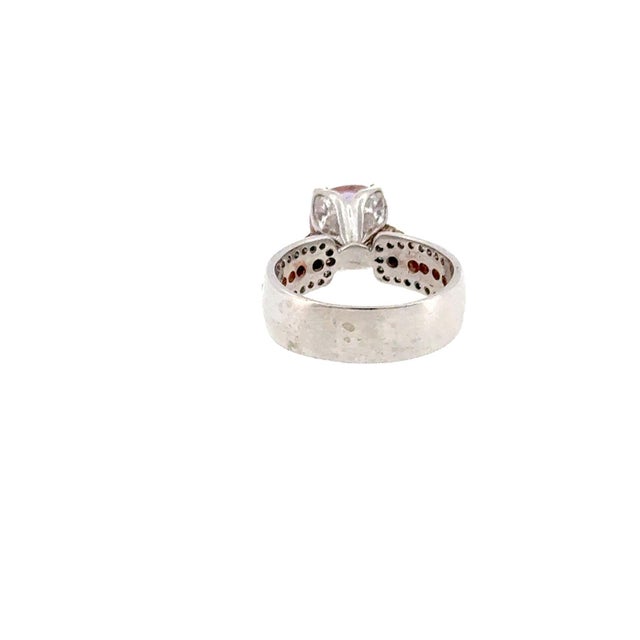 Platinum & Rose Gold Synthetic Color Change & Natural Diamonds Statement Ring, Size 6.75 For Sale - Image 4 of 6