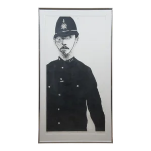 Charles Roth 1977 an Arm of the Law Black & White Police Aquatint Etching 40"