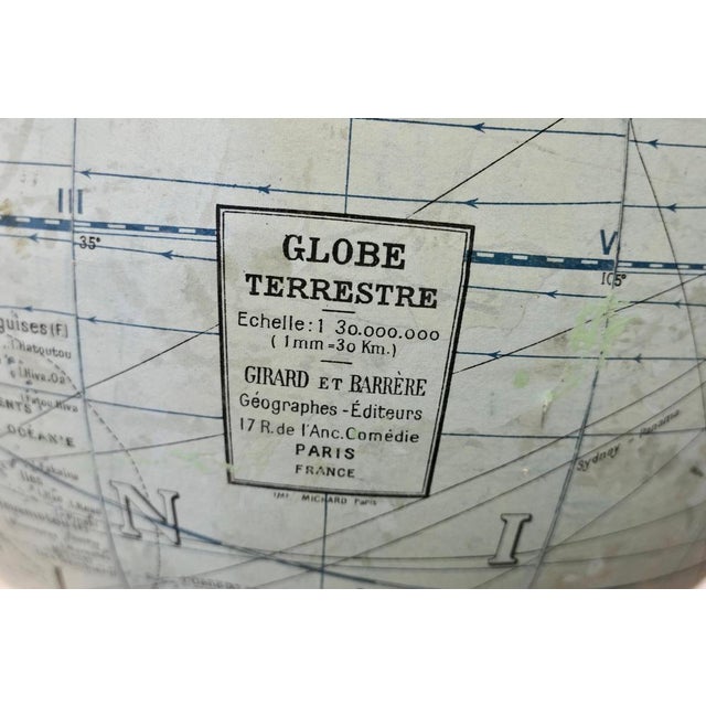 Wood Large French Terrestrial Globe by Girard Et Barrère, 1930s For Sale - Image 7 of 12