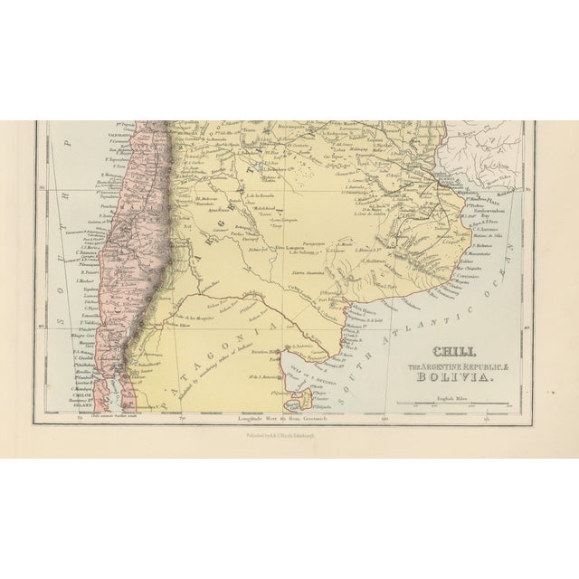 Late 19th Century Antique Map of Chile, Argentina and Bolivia from Bartholomew, 1884 For Sale - Image 5 of 9