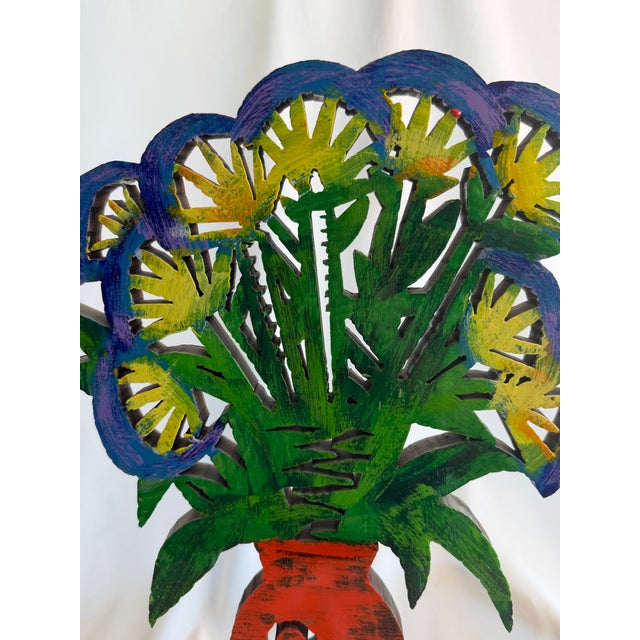 1990s David Gerstein Limited Edition Double-Sided Painted Wood Flower Sculpture, Signed & Numbered (40/295) For Sale - Image 12 of 12