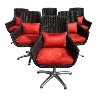 Rattan Egg Swivel Club Chairs For Sale