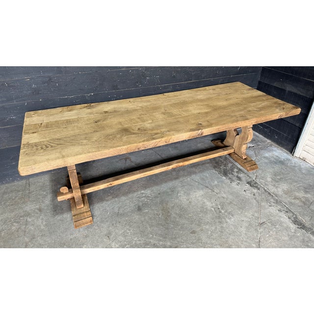 Large French Bleachers Oak Farmhouse Dining Table, 1925 For Sale - Image 16 of 17