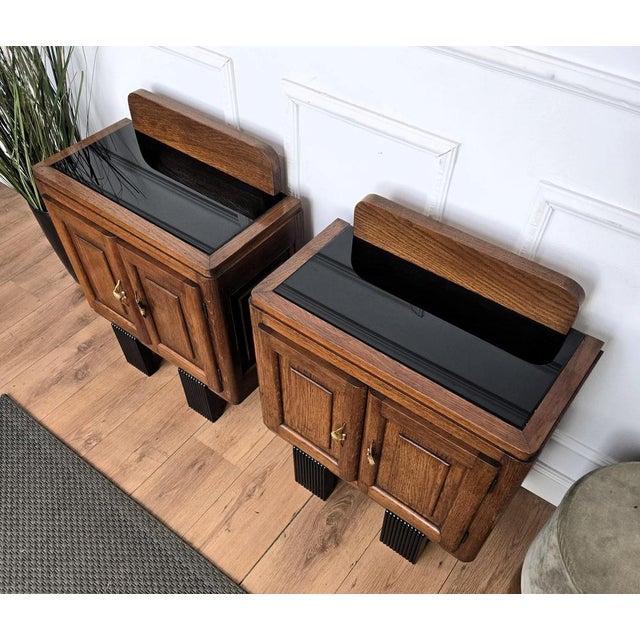 Italian Art Deco Nightstands in Burl Walnut, 1940s, Set of 2 For Sale - Image 6 of 11