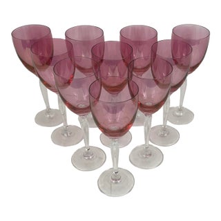 Pink Wine Glasses, Set of 10 For Sale