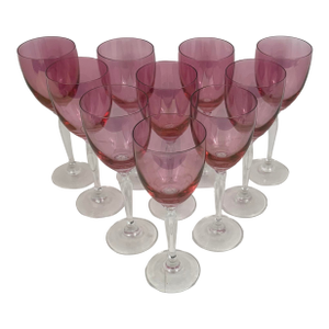 Pink Wine Glasses, Set of 10