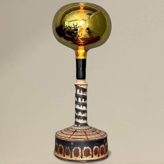 Glazed Stoneware Table Lamp by Jette Hellerøe for Axella, 1960s For Sale - Image 9 of 9