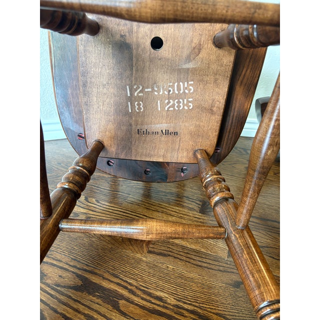 Vintage Ethan Allen Old Tavern Swivel Bar Stools, Model 12-9505 – Pair For Sale In Denver - Image 6 of 12