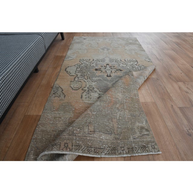 1970s Vintage Turkish Handmade Wool Cotton Orange Runner Rug For Sale - Image 4 of 11