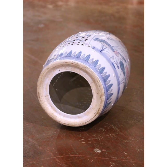 Mid-Century Chinese-Export Porcelain Garden Stool With Lotus and Bird Motifs For Sale - Image 9 of 9