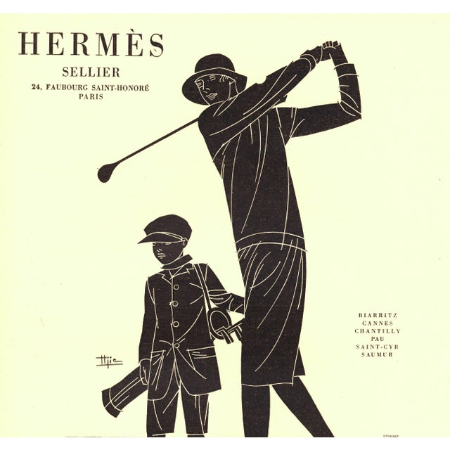 RARE! This is a 1928 French Art Deco Hermès advertisement print for the woman who loves the sport of golf! It originally...