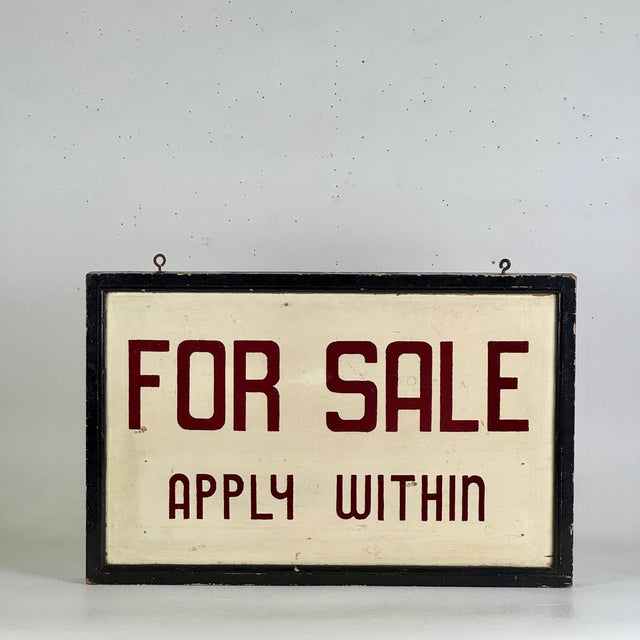 Wood Antique Wood Hand Painted Trade Sign in Bright Red Advertising Carpentry With Surprise Verso For Sale - Image 7 of 9