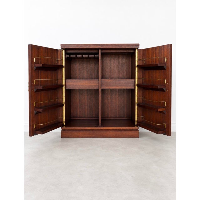 Mid-Century Modern Vintage Ricardo Lynn Brutalist Bar Cabinet | 1960s Asian Modern Expanding Dry Bar | Fold-Out Cocktail Cabinet | Mid Century Furniture For Sale - Image 3 of 12