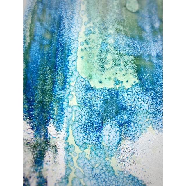 Blue-Green Crystalline Glaze Studio Pottery Serving Platter With Sculptural Bowl, 13″ For Sale - Image 4 of 9