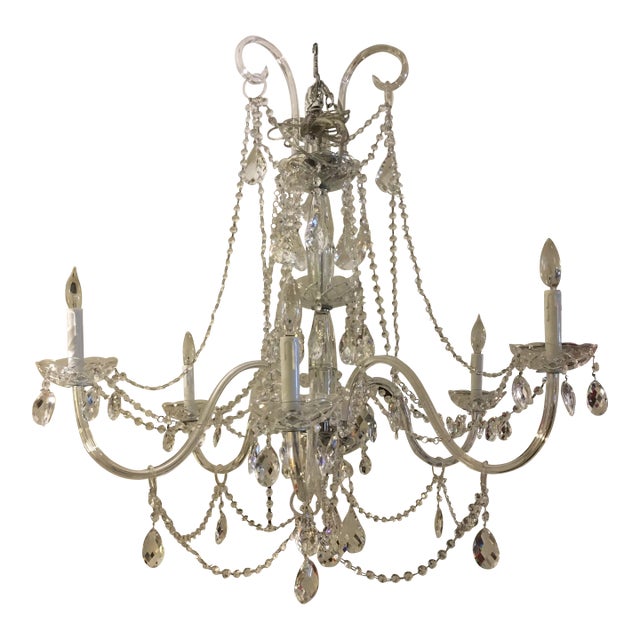 Large Draped Crystal Multi - Arm Chandelier For Sale