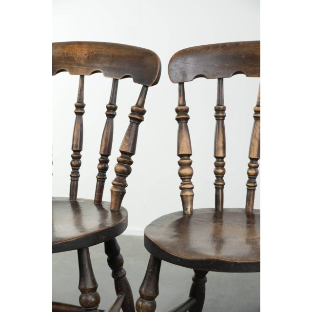 Antique English Wooden Windsor Bistro Chairs, 1800s, Set of 4 For Sale - Image 10 of 15