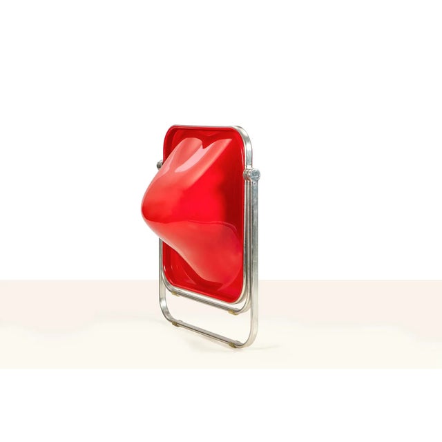 Italian Red Folding Chairs by Giancarlo Piretti, 1970s, Set of 2 For Sale - Image 6 of 8