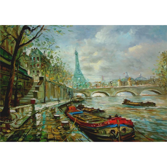 Artist: Francois Dubois Country: France Title: Sur Le Seine Medium: Original Oil Painting on Canvas Canvas: Size 20 x 24...