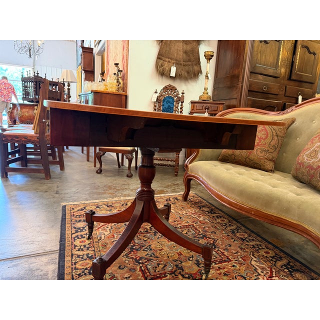 Antique Regency Style Mahogany Drop-Leaf Pedestal Sofa Table For Sale In Atlanta - Image 6 of 7