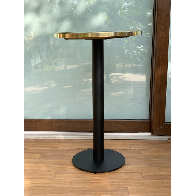 New Pedestal High Cocktail Table With Marble and Brass Top Chairish
