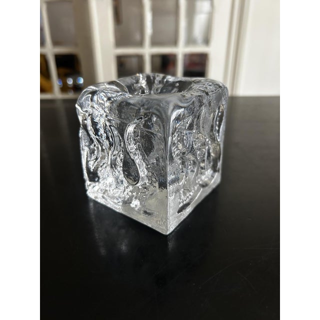 Crystal candlestick with a textured pattern by Kurt Wokan for Ingrid Glashütte, 1970s This piece is attributed to the...