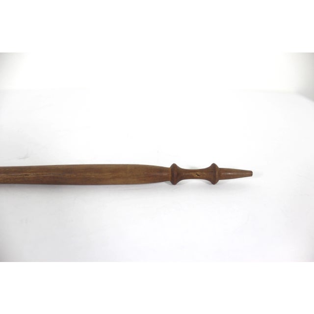 Antique Brass and Wood Candle Snuffer With Match Striker Long Handle For Sale - Image 9 of 10