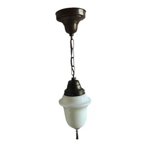 Cased Glass Hanging Pendant on Brass Holder Circa 1920s