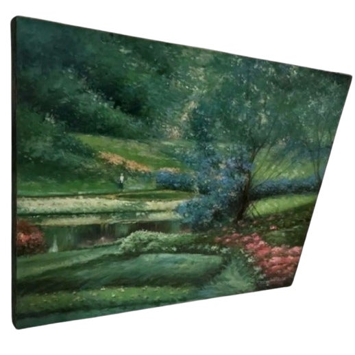 Mid 20th Century Judd Gallet Landscape Oil Painting Canvas Impressionist Style Lush Garden Signed For Sale