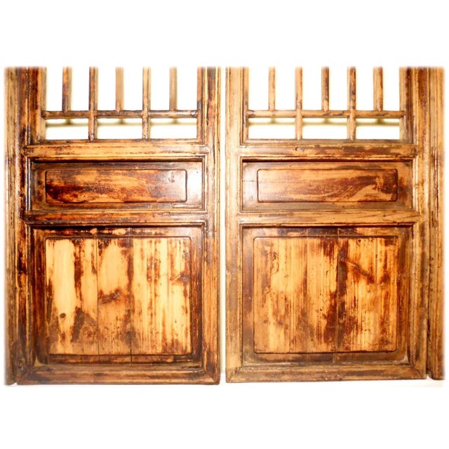 Wood Early 19th Century Antique Chinese Screen Panels, - a Pair For Sale - Image 7 of 11