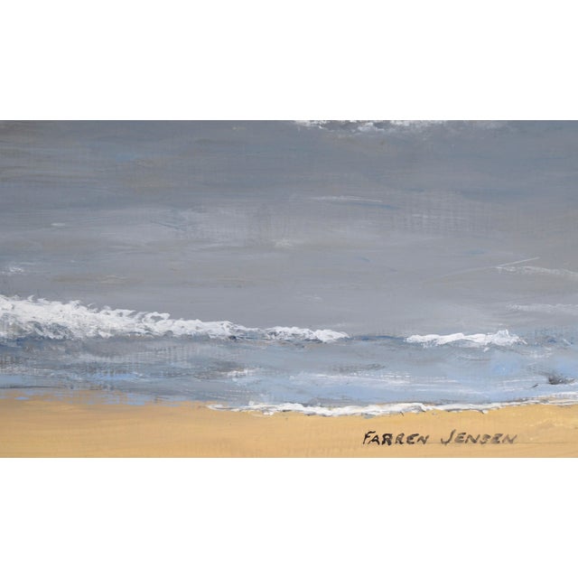 "Sea Cliff" Mid Century Modern Coastal Cliff Seascape in Acrylic on Masonite by Farren Jensen For Sale - Image 4 of 9