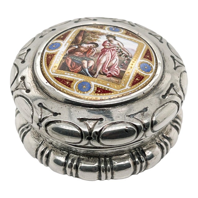 Antique Austrian Silver & Enamel Snuff or Patch Box For Sale