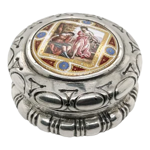 Antique Austrian Silver & Enamel Snuff or Patch Box