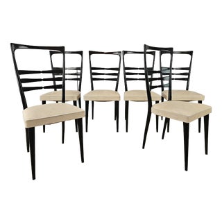Dining Room Chairs in Beech and Skai, 1950, Set of 6 For Sale