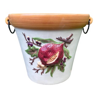 Majolica Fruit Ceramic Planter Pot For Sale