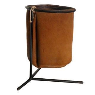 Vintage Leather Basket, 1940s For Sale