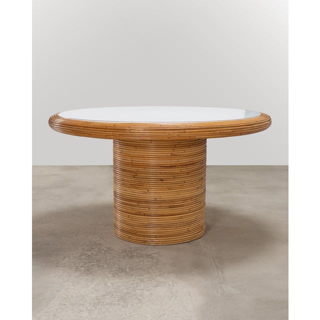 Amber McGuire Organic Modern Rattan Pencil Reed Round Dining Table For Sale - Image 8 of 18