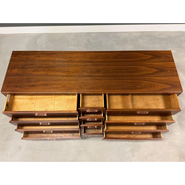 Refinished Walnut and Copper Long Dresser For Sale - Image 4 of 9