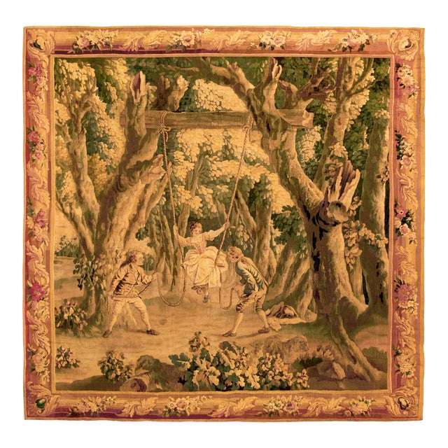 The end of the 17th Century French Rustic & Romantic Tapestry For Sale
