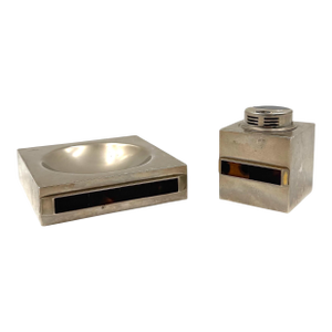 Table Top Smoking Set, Ashtray and Table Lighter, Italy 1970