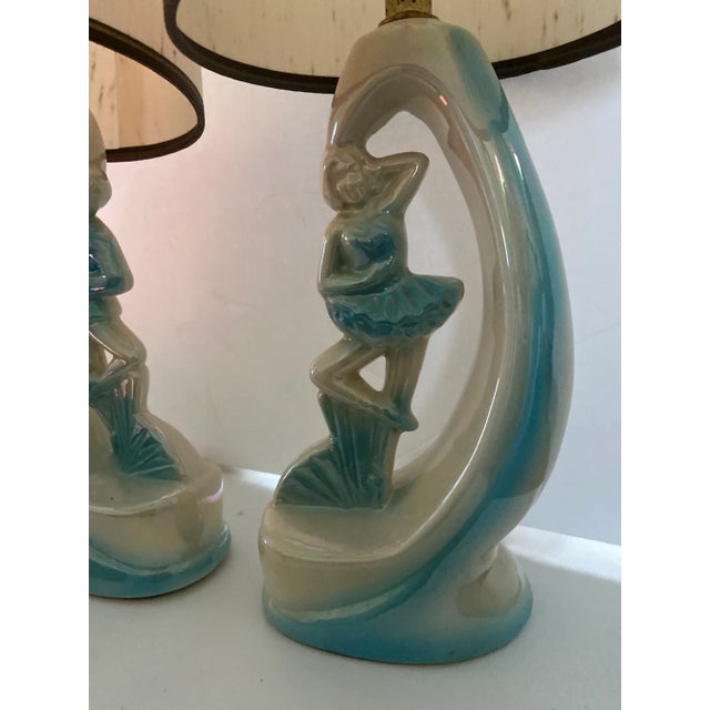 Mid 20th Century Mid 20th Century Ballerina Ceramic Boudoir Lamp - a Pair For Sale - Image 5 of 12
