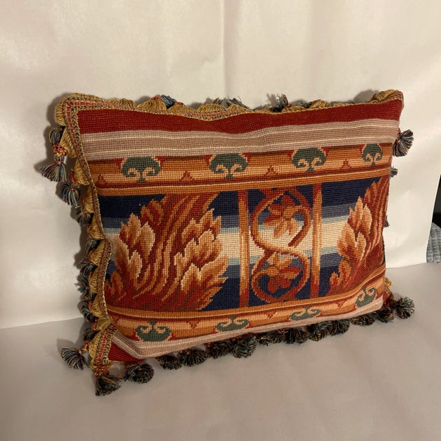 Mid 20th Century Mid 20th Century Aubusson Tapestry Pillow For Sale - Image 5 of 5