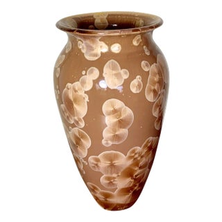 Jon Buie Brown Fish Scale Glaze Design Pottery Vase For Sale