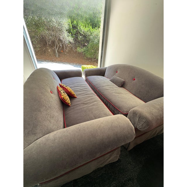 Vintage Velvet Camelback Sofa For Sale - Image 11 of 13