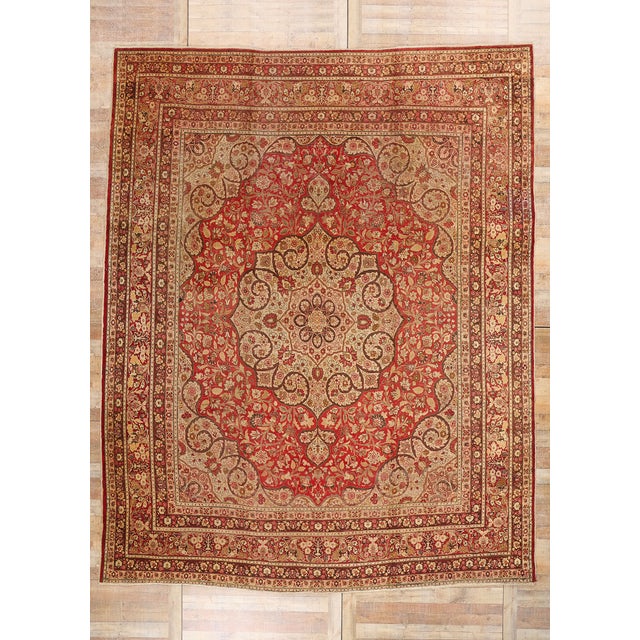 Late 19th Century Haji Khalili Persian Tabriz Rug - 10'10 X 13'08 For Sale - Image 9 of 9