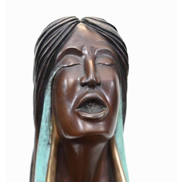 Native American Mother and Child Figurine in Bronze by Ernest Bo Mirabel, 1990s For Sale - Image 12 of 13