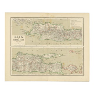 Map of Java, Madura and Bali, 1884 For Sale